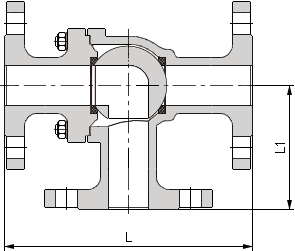 雙聯(lián)三通球閥結(jié)構(gòu)圖