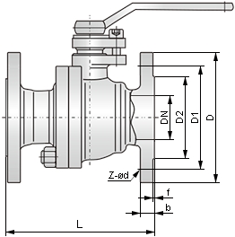 法蘭連接直通球閥結構圖